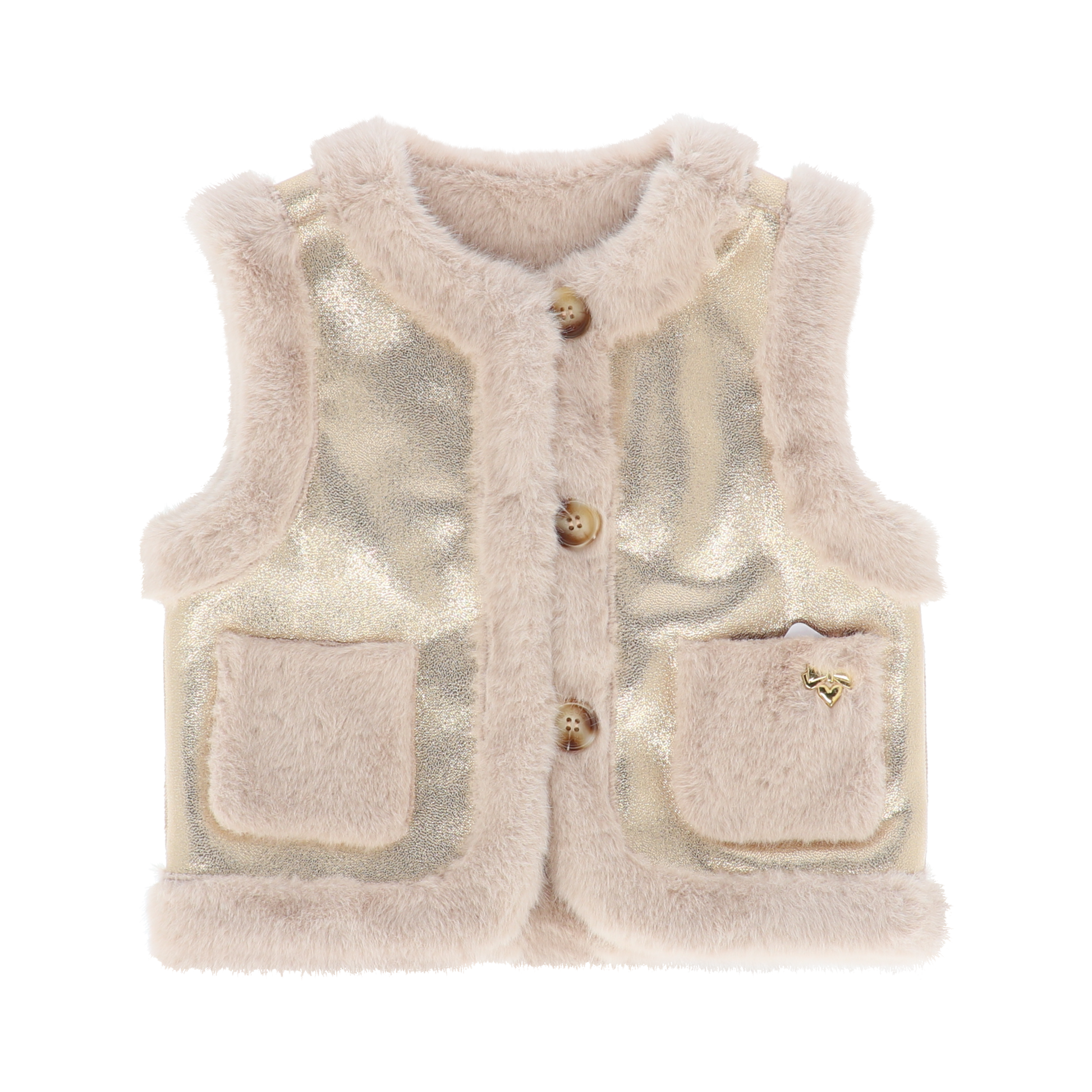 Angel’s face - Cher metallic/fur gilet gold