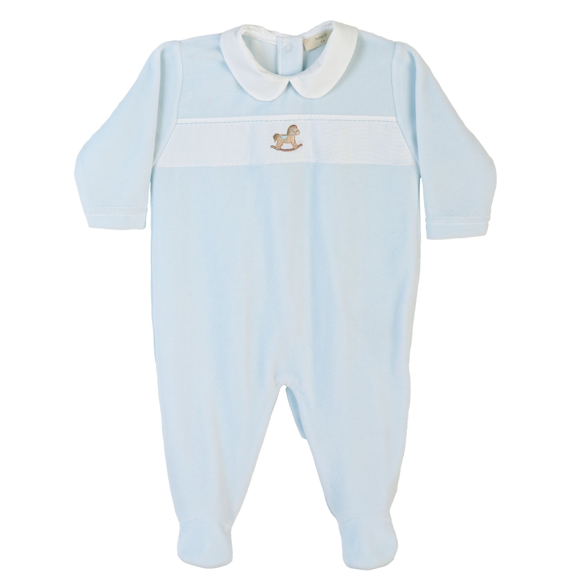 Baby Gi - babysuit horses blue