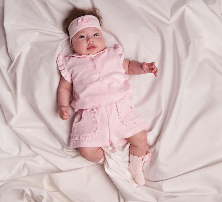 Gymp - badstof 2pc ruffle pink