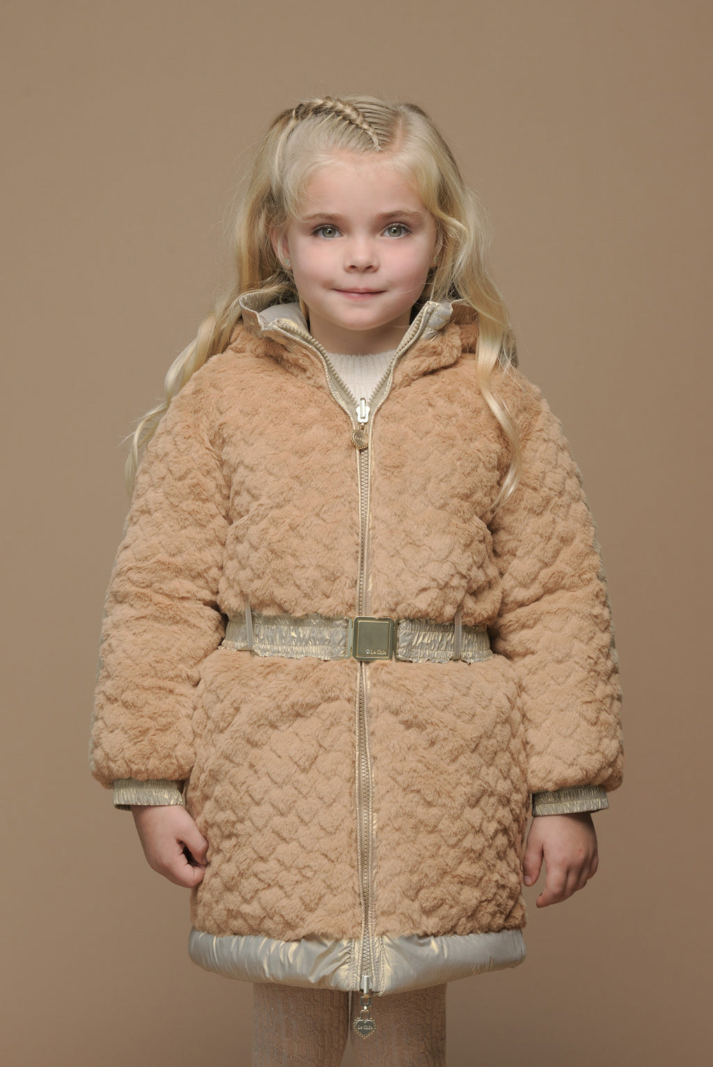 Le Chic - reversible long coat gold