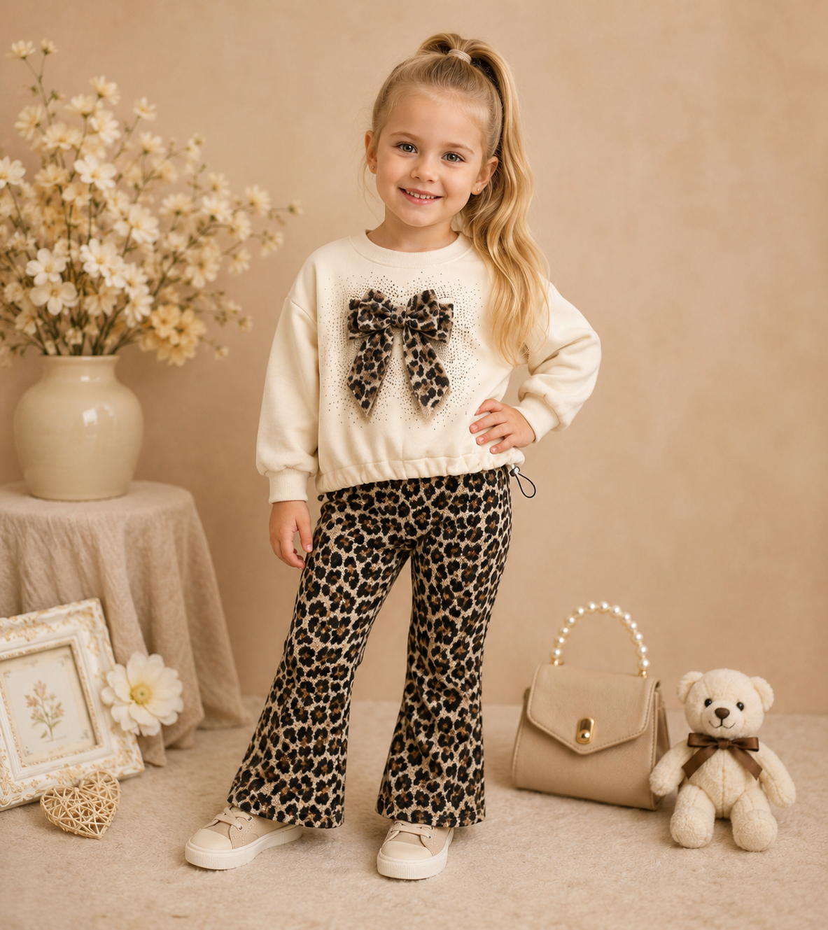 Beige Bow Set