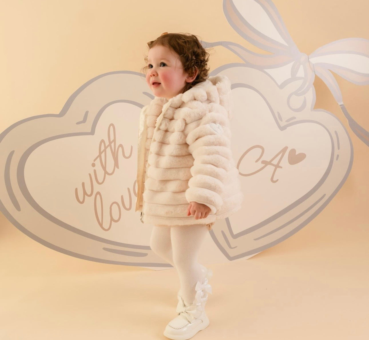 Little A - Dixie fur jacket snow white