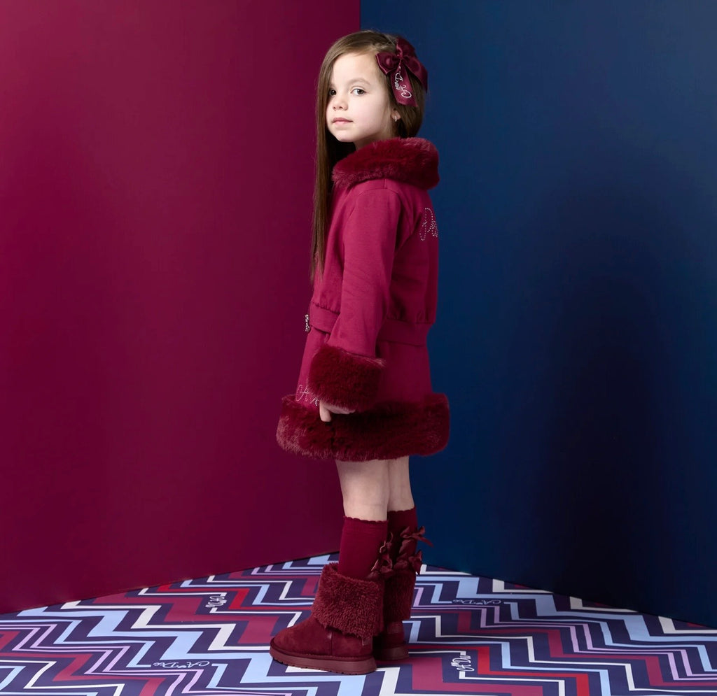 A’Dee - Audrey fur trim bomber deep cherry