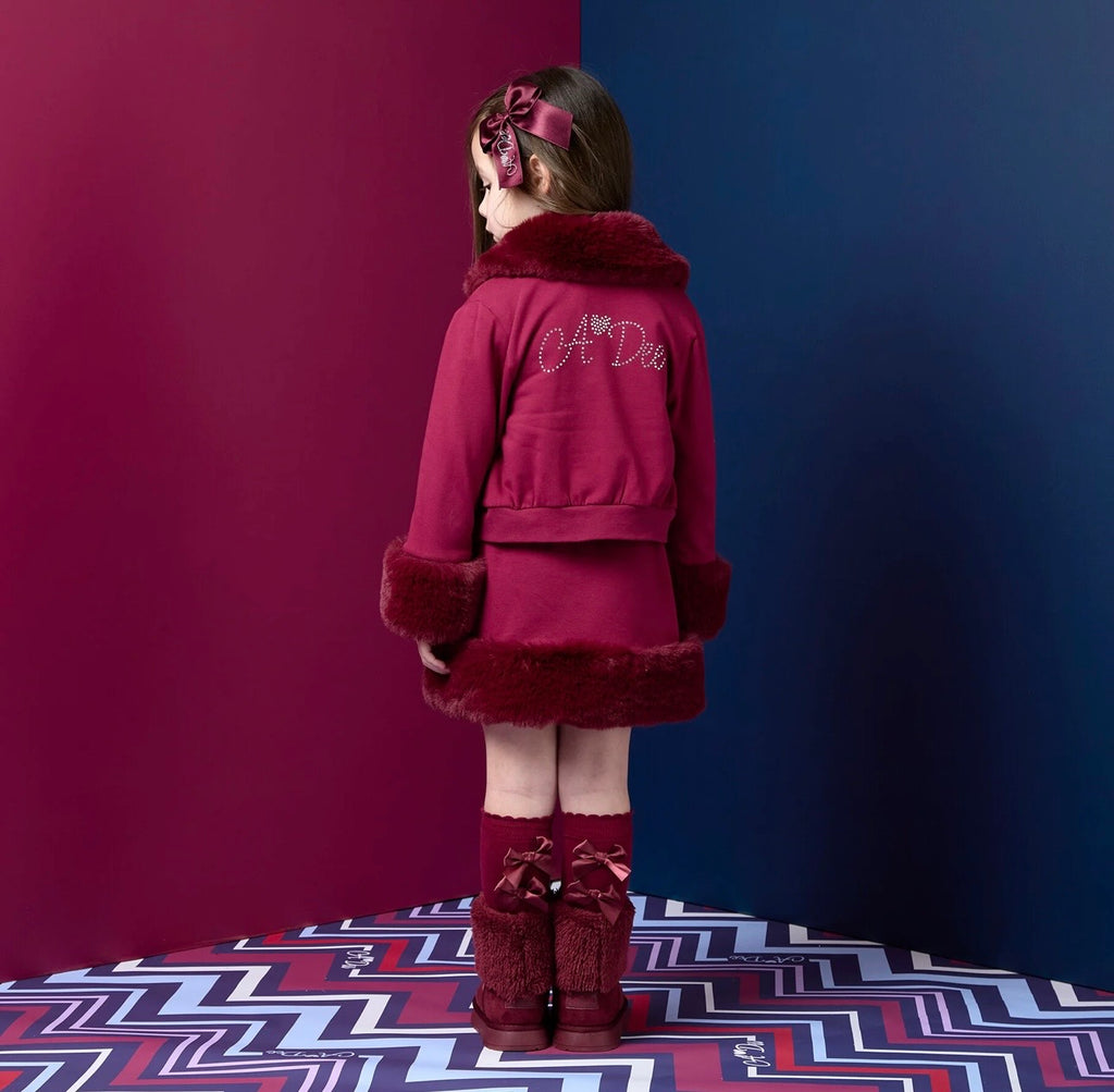 A’Dee - Audrey fur trim bomber deep cherry