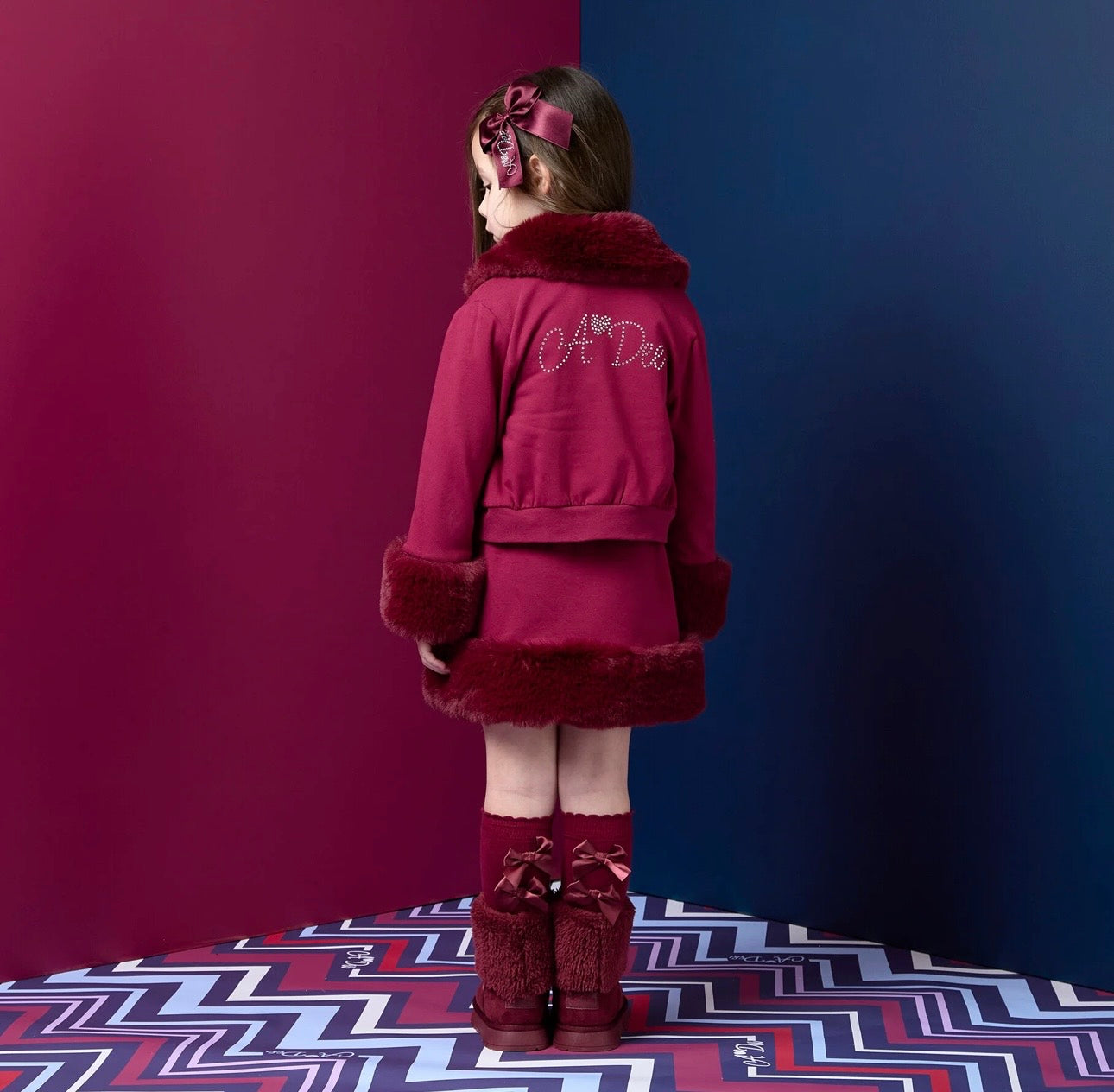 A’Dee - Audrey fur trim bomber deep cherry