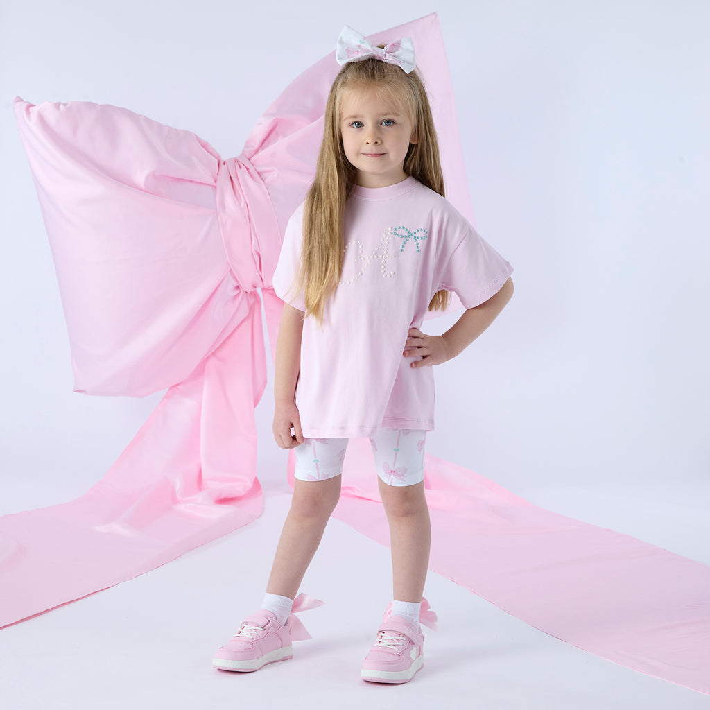 A’Dee bowtique chic - Rebecca biker shortset pink blossom