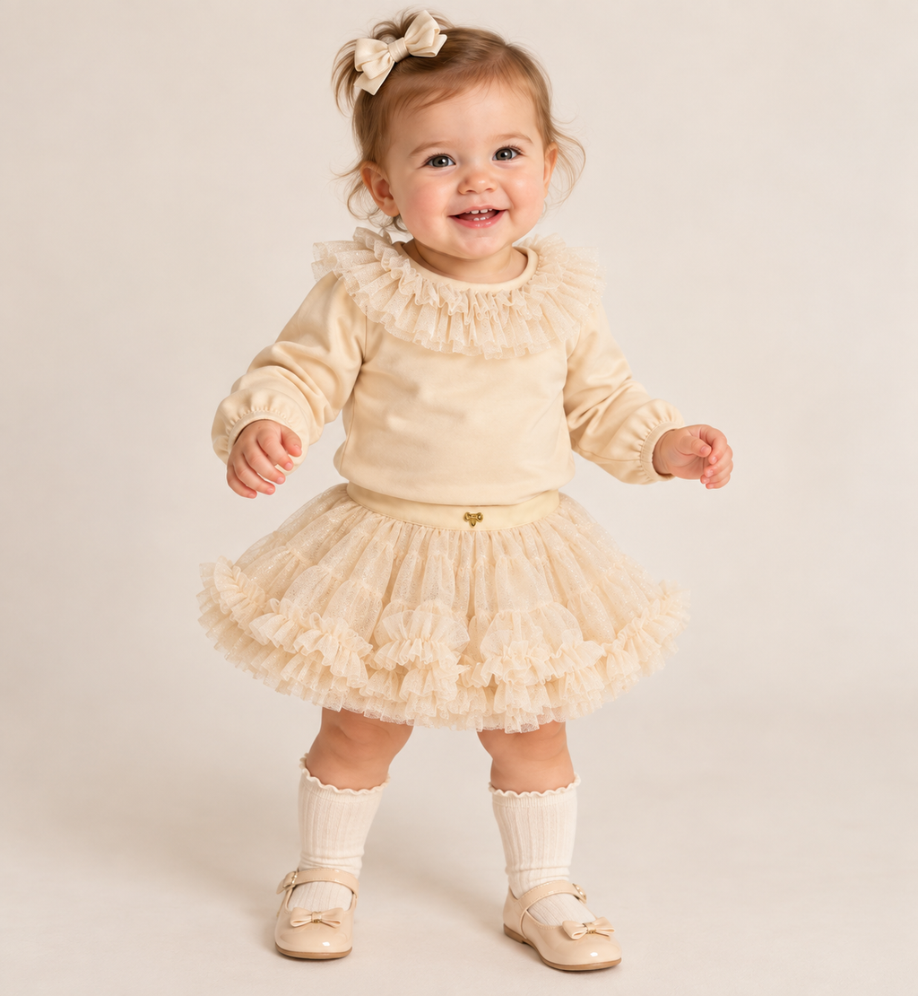 Angels Face - tulle rok set beige