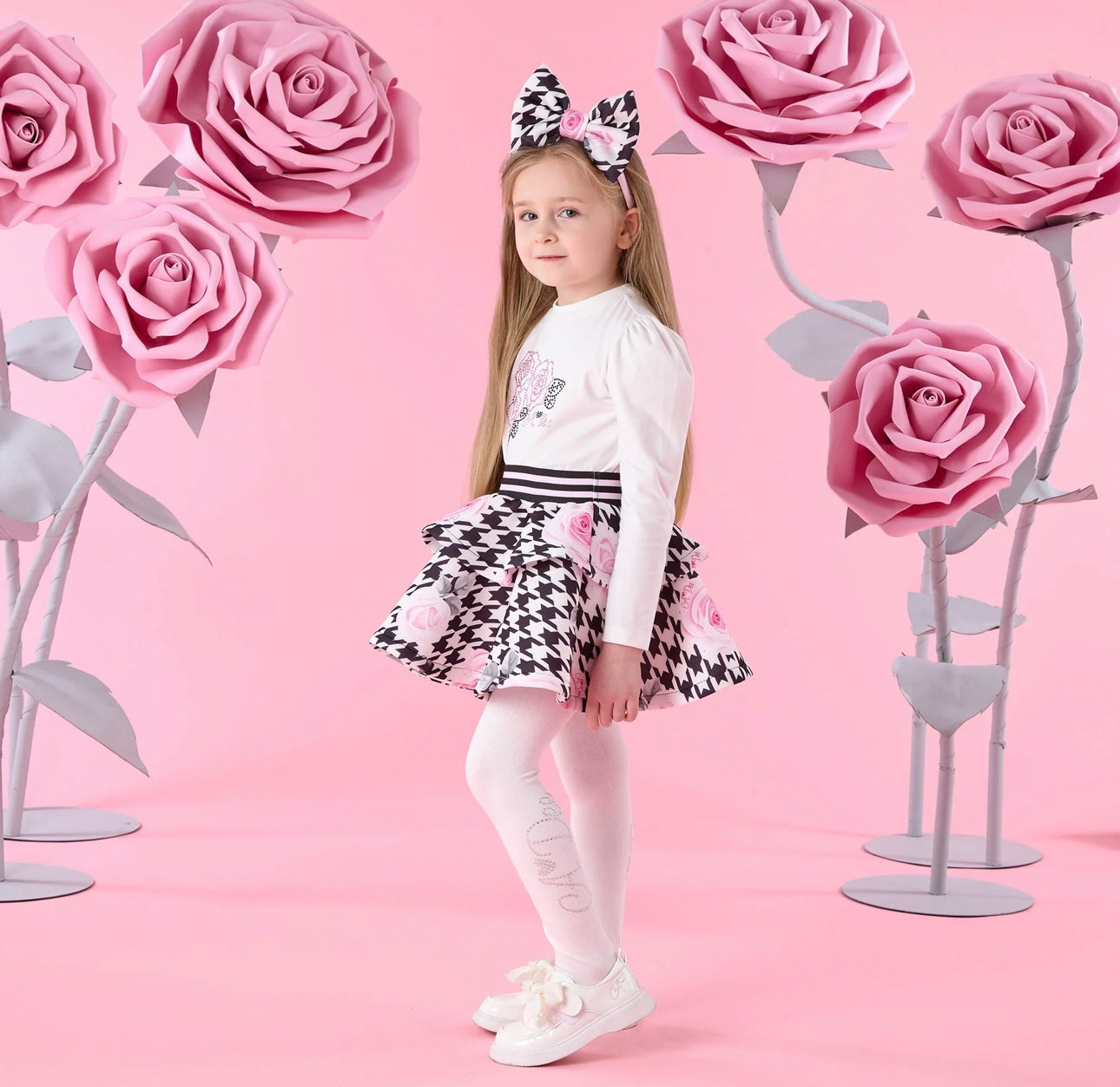 A’Dee - Anastasia houndstooth print skirt set