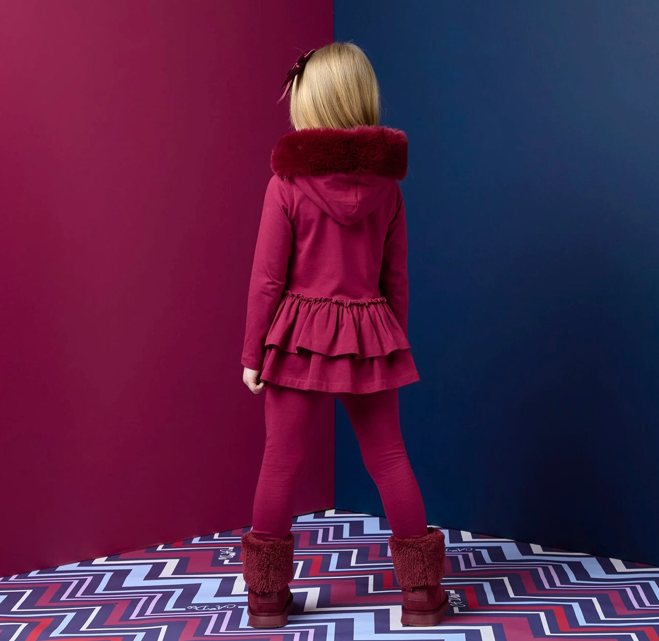 A’Dee - Alina fur hood leggingset deep cherry