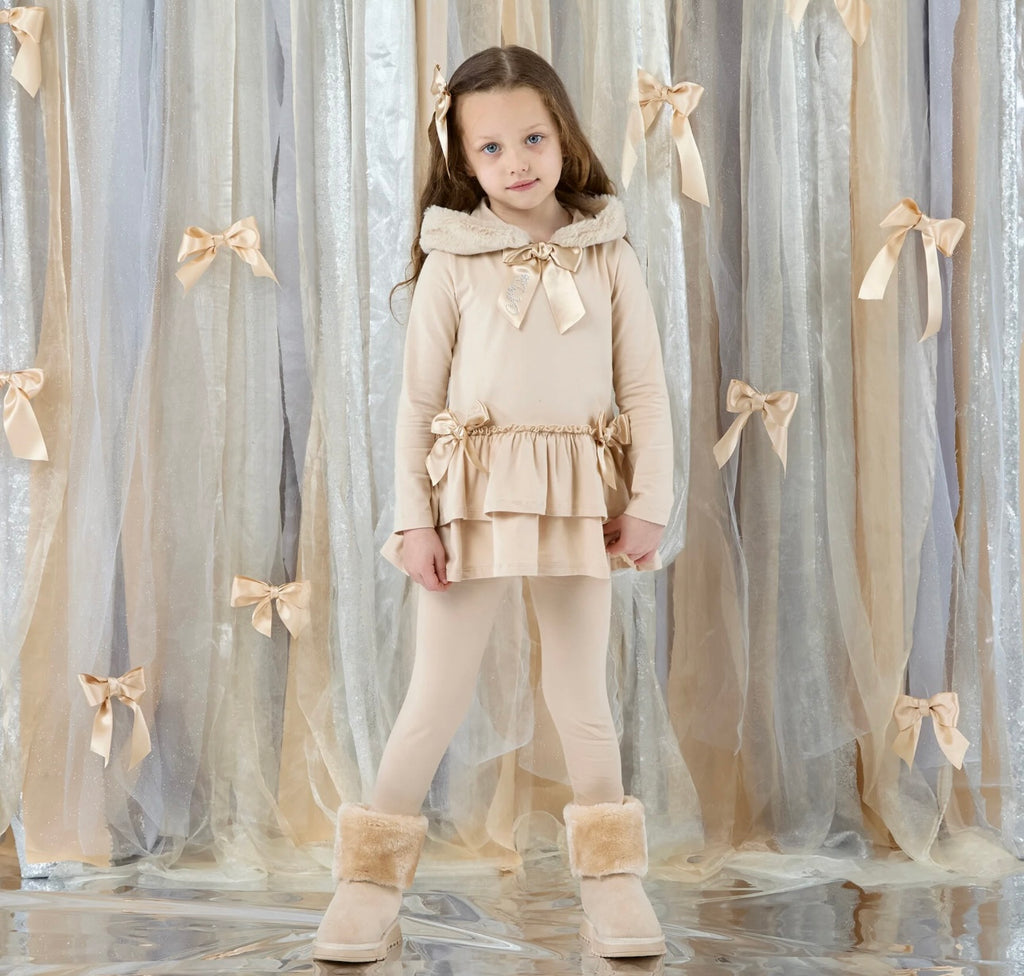 A’Dee - Alina fur hood leggingset beige