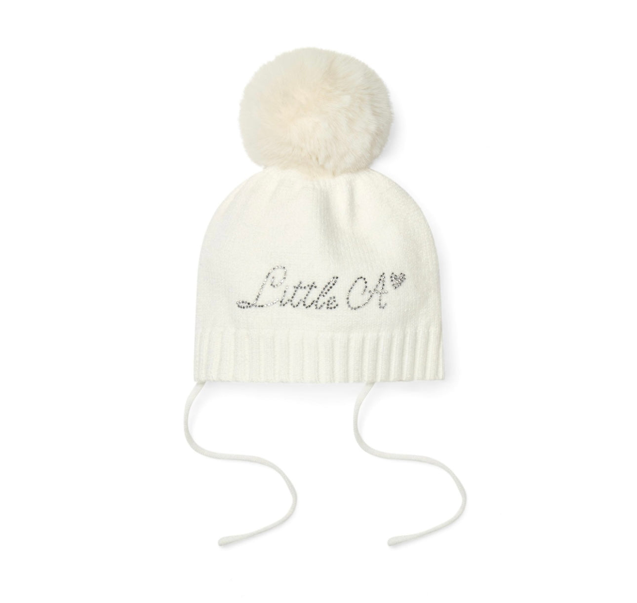 Little A - Diamond pom pom hat snow white