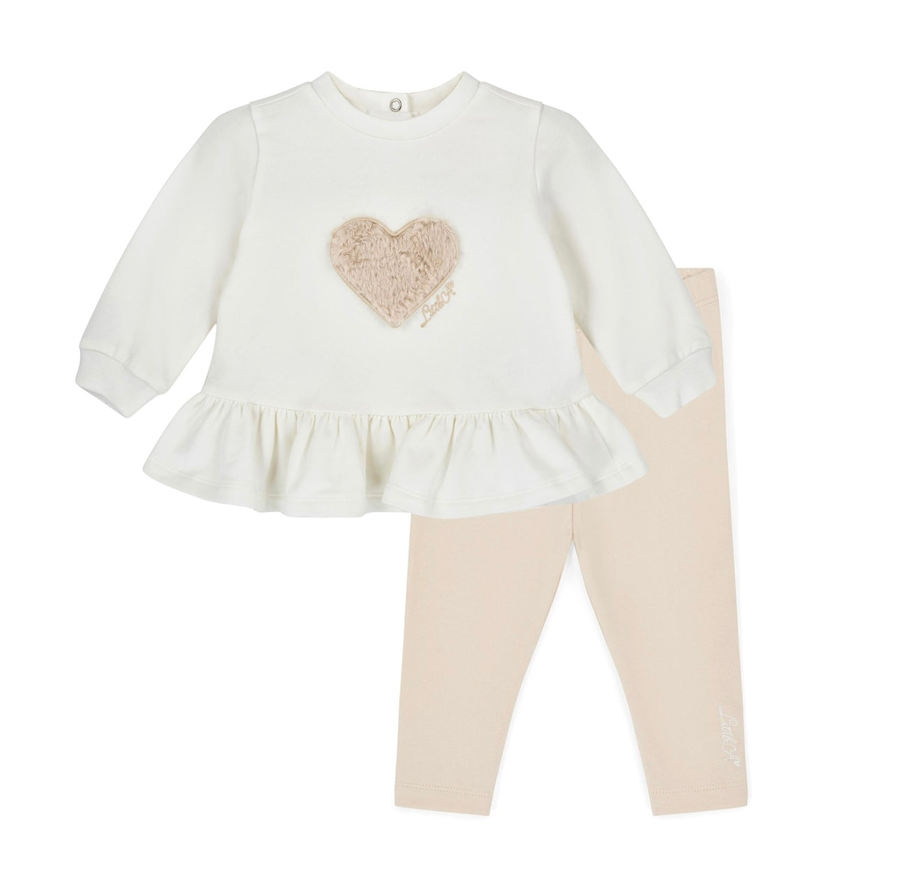 Little A - Demi fur heart legging set beige