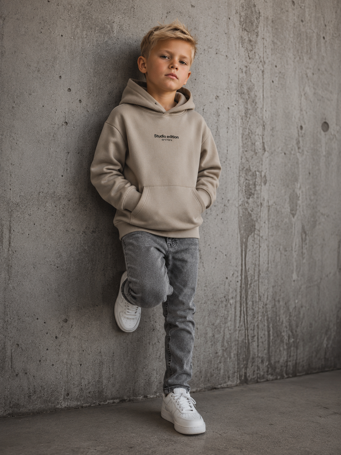 Beige hoodie studio
