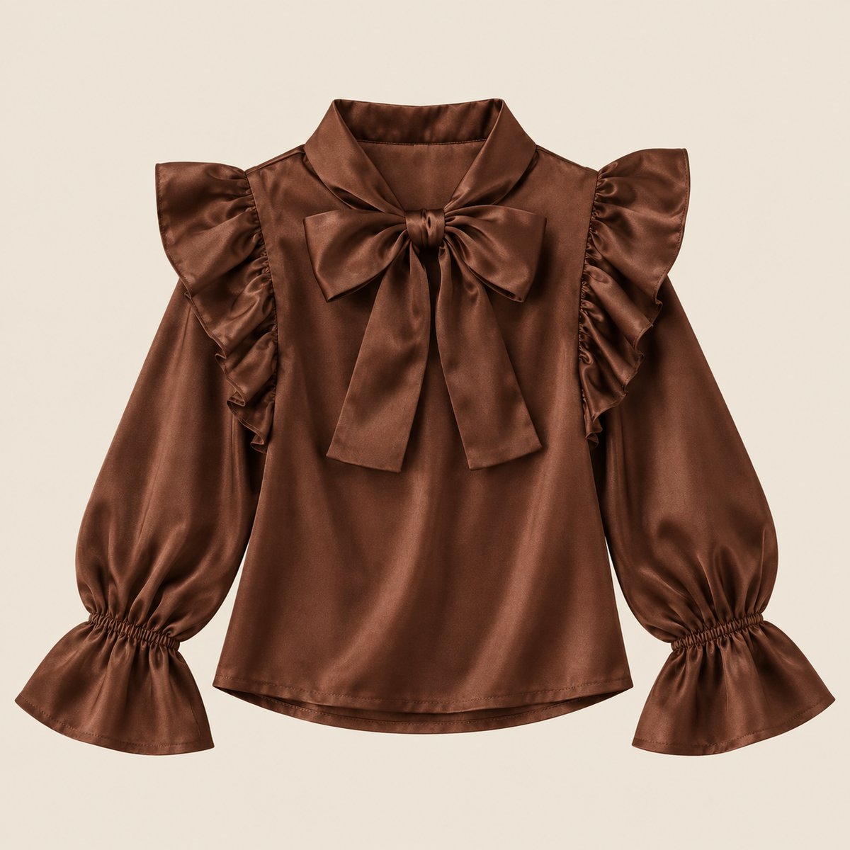 Satijnen blouse choco