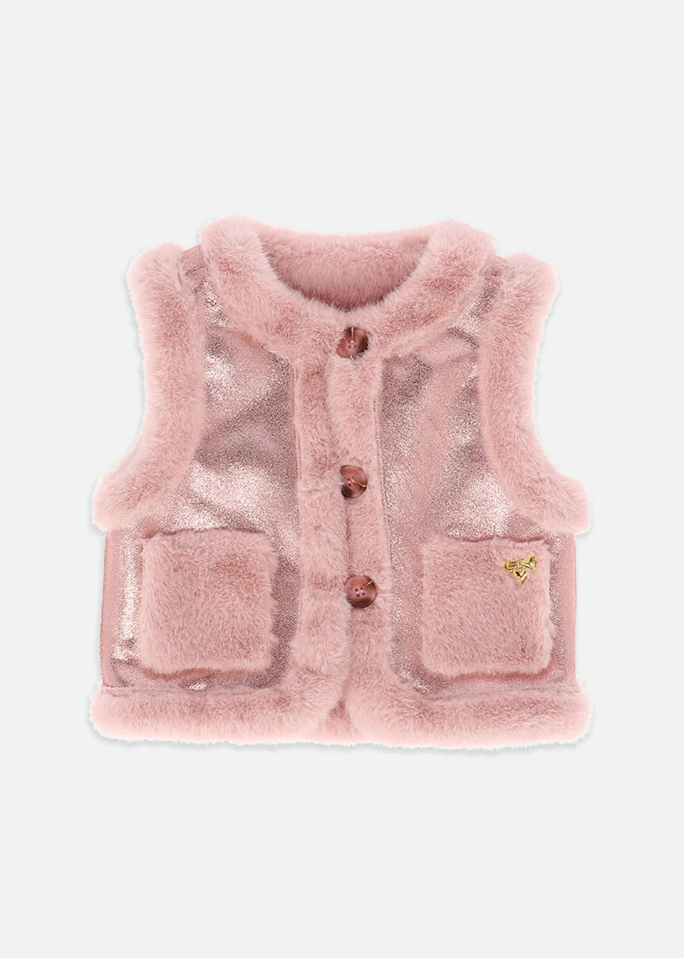 Angel’s Face - Fur metallic gilet pink