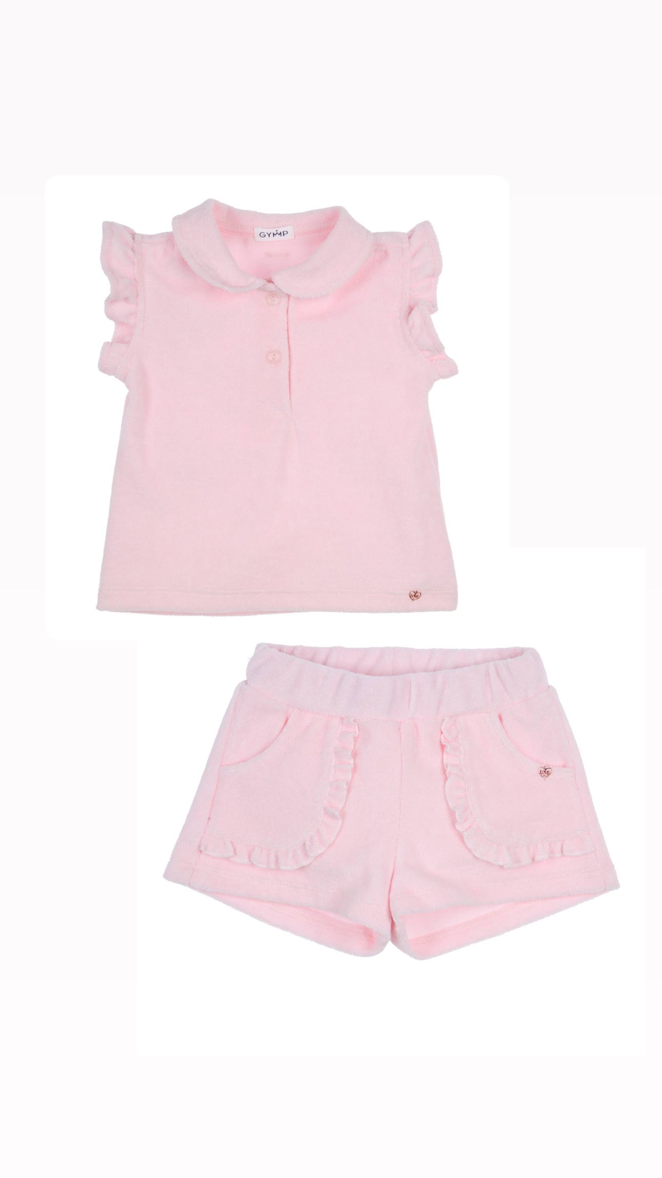 Gymp - badstof 2pc ruffle pink