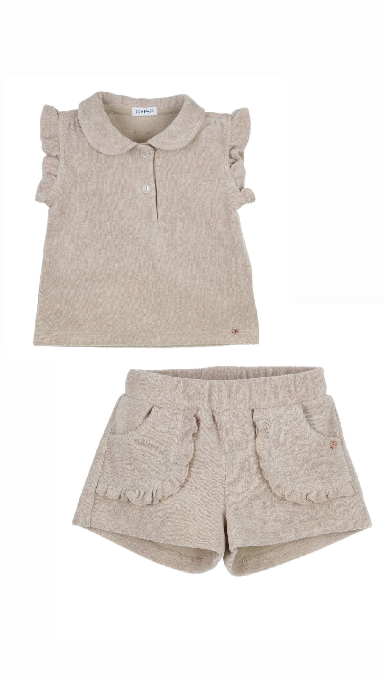 Gymp - badstof 2pc ruffle beige