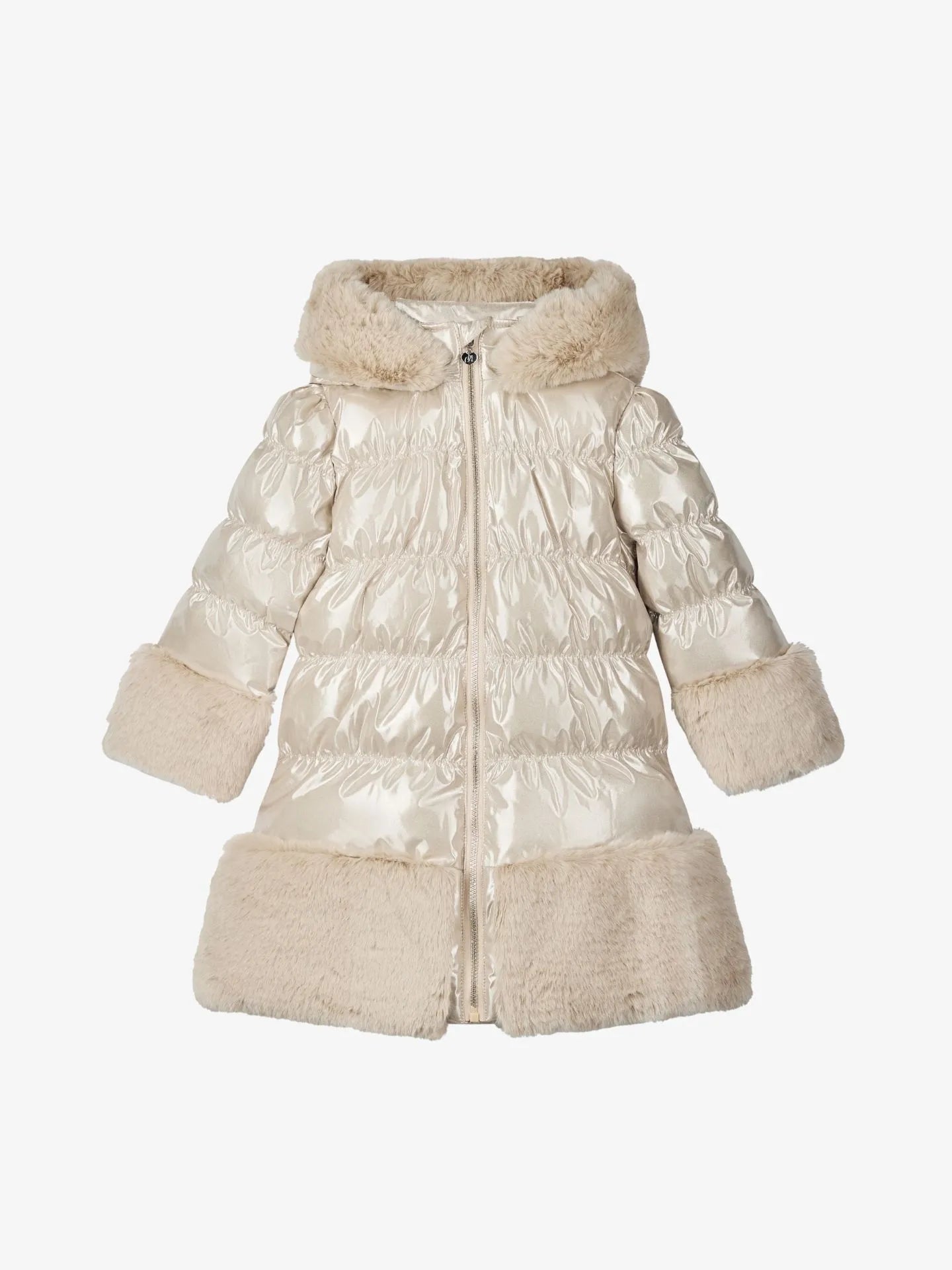A’Dee - Aurora long fur trim jacket stone beige