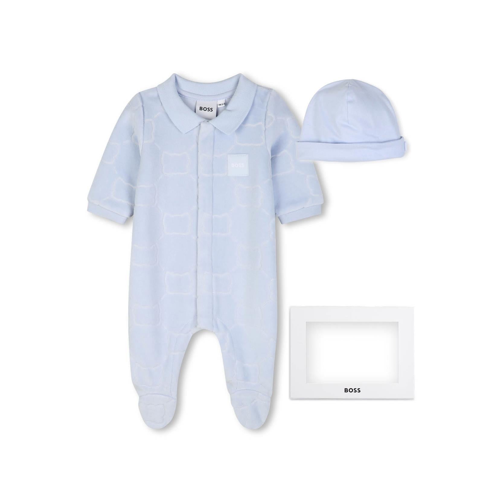 Hugo Boss - babypakje + muts blauw