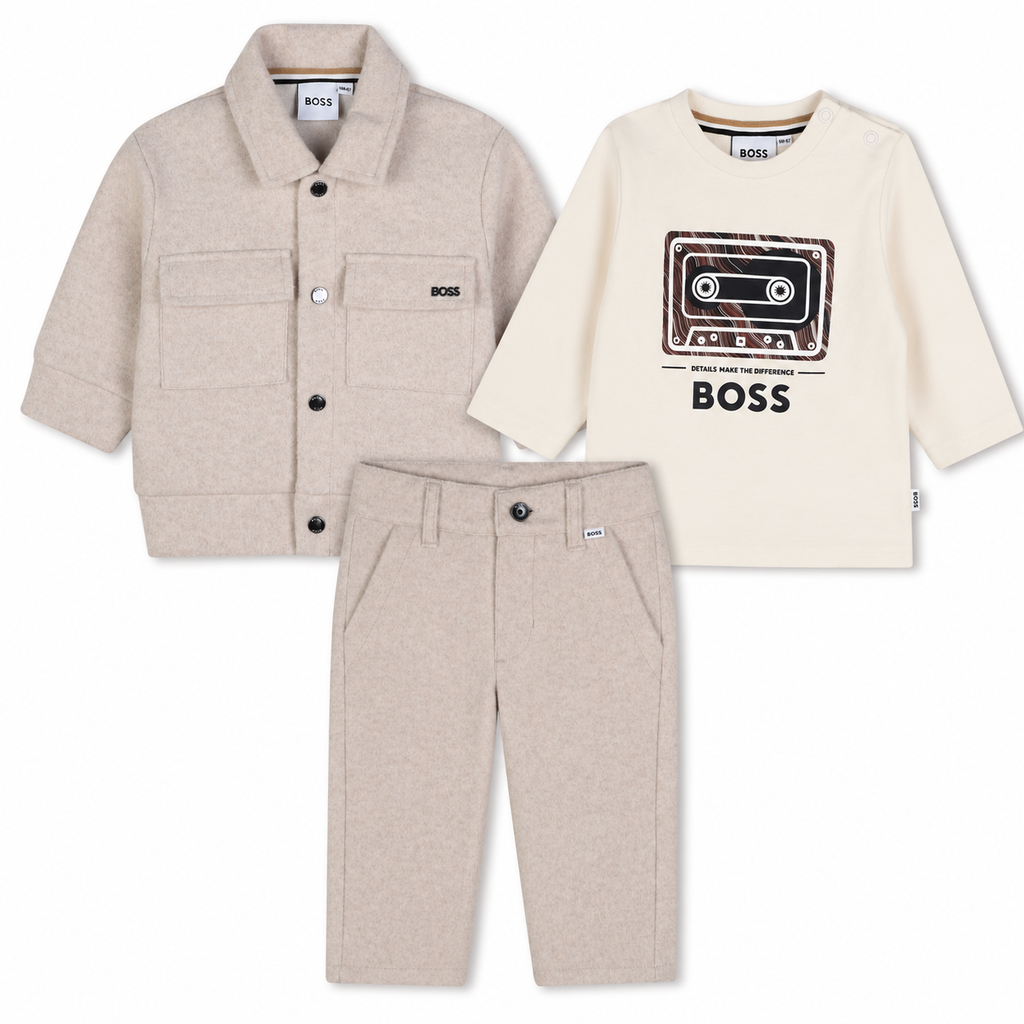 Hugo Boss - joggingpak 3 delig gemeleerd ecru